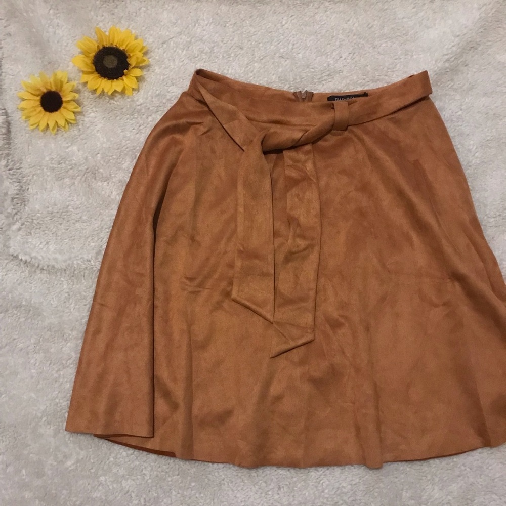 Golden brown suede skirt